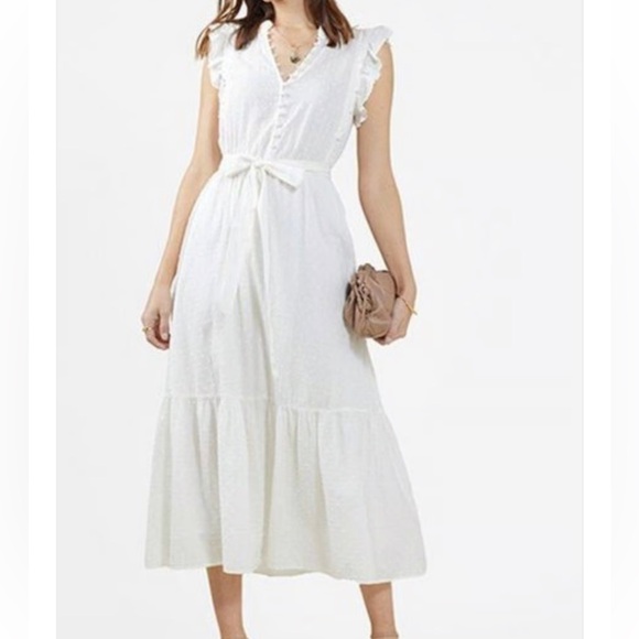 Outerknown Canyon Cotton Floral Maxi Size M Blue White Ditzy Tiered Dress Size M - Picture 11 of 13